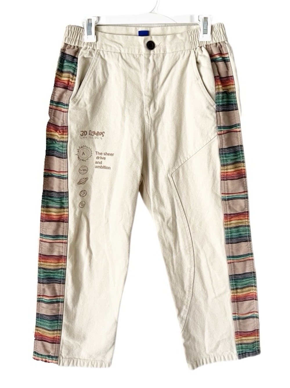 Aelfric Eden Pants Men Small White Streetwear Urban Hippie Rainbow Stripe Casual